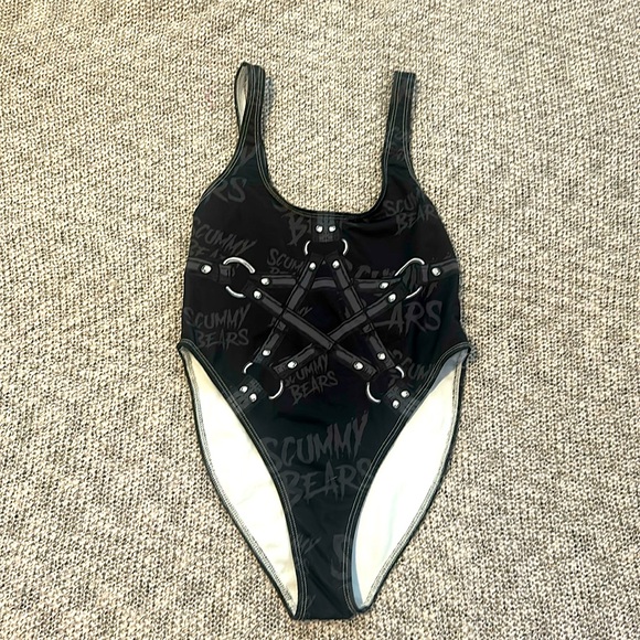 Scummy Bears “Goth AF” High Waisted Bodysuit - Picture 1 of 4